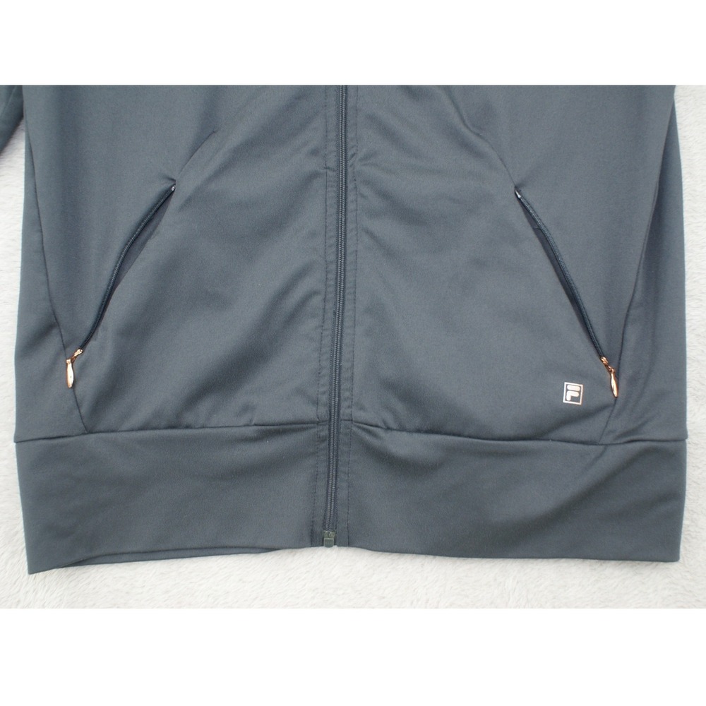 Fila Women Gray Full Zip Track Jacket Rose Gold Accents Thumbholes Small - Picture 4 of 14